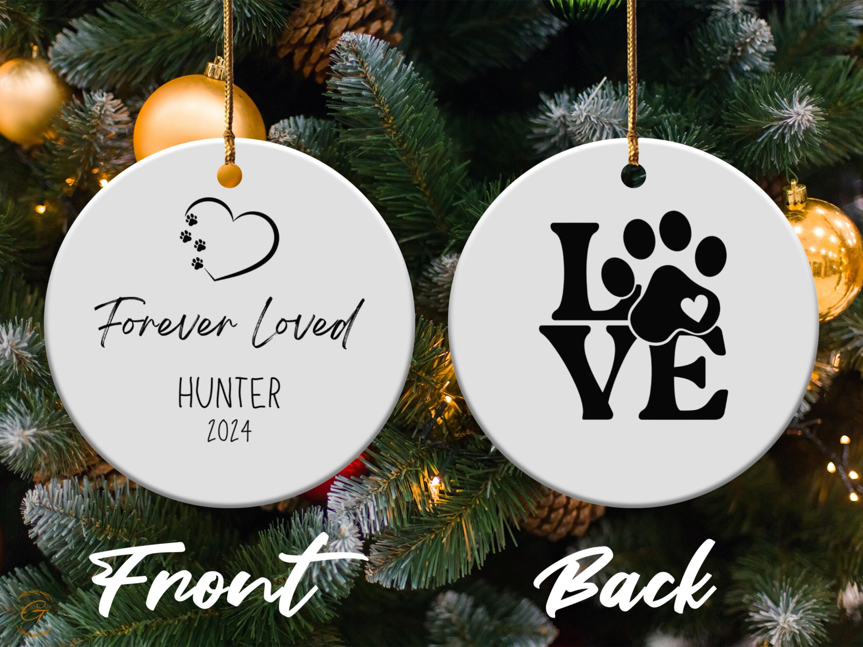 Personalized Forever Loved 2024 Pet Memorial Ornament, Heart Shaped Paw Print Keepsake, Loss of Pet Sympathy Gift, Personalized Pet Ornament