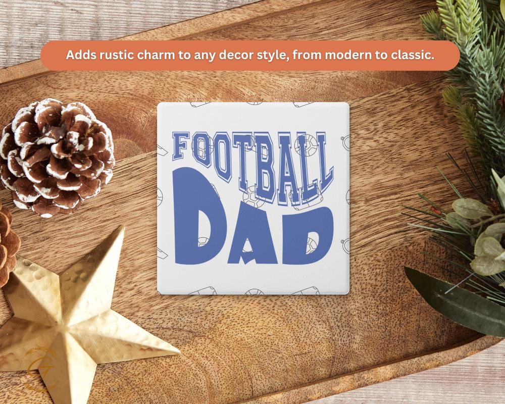 Football Dad Square Soapstone Coasters with Cork Backing