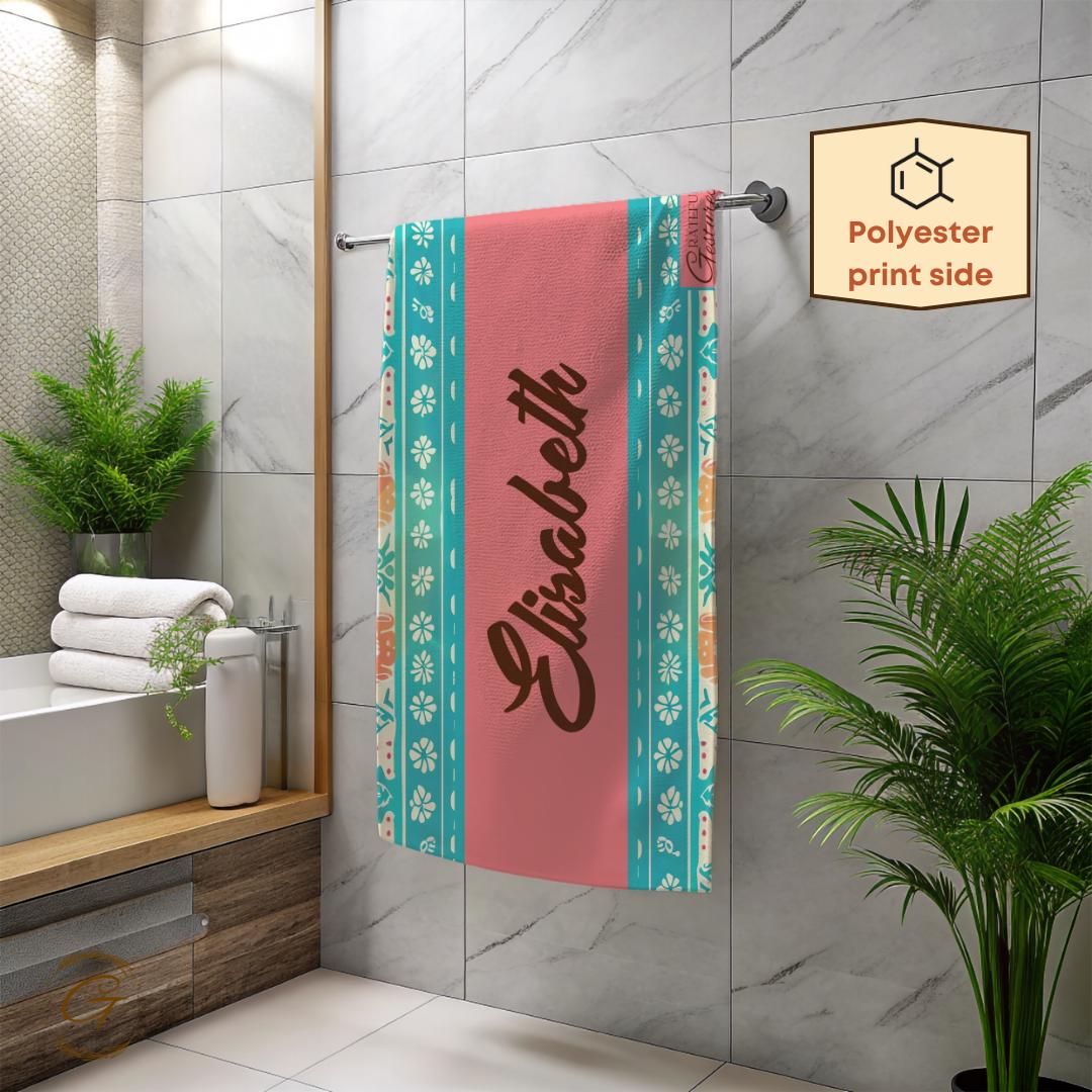 Bohemian Mint Design Personalized Beach Towel Boho Patter