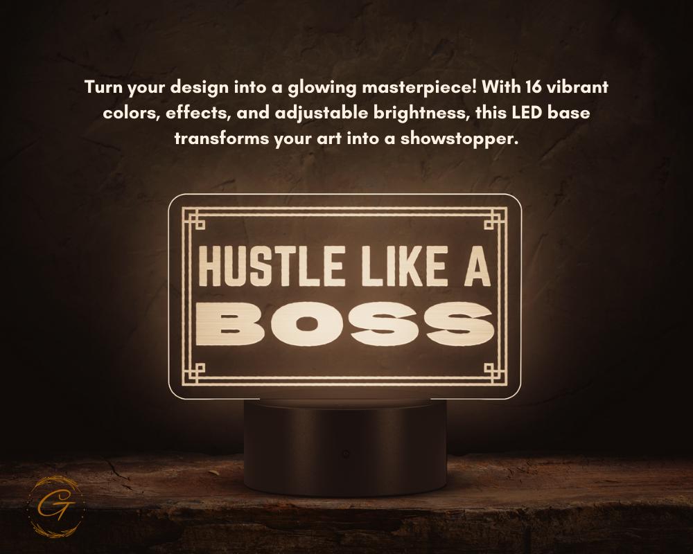 Hustle Like A Boss Name Plate Acrylic LED Sign