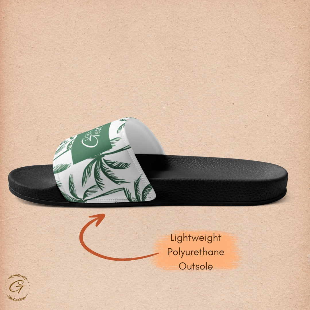 Men's Slides Palm Tree Design, Vibrant Beach Sandals