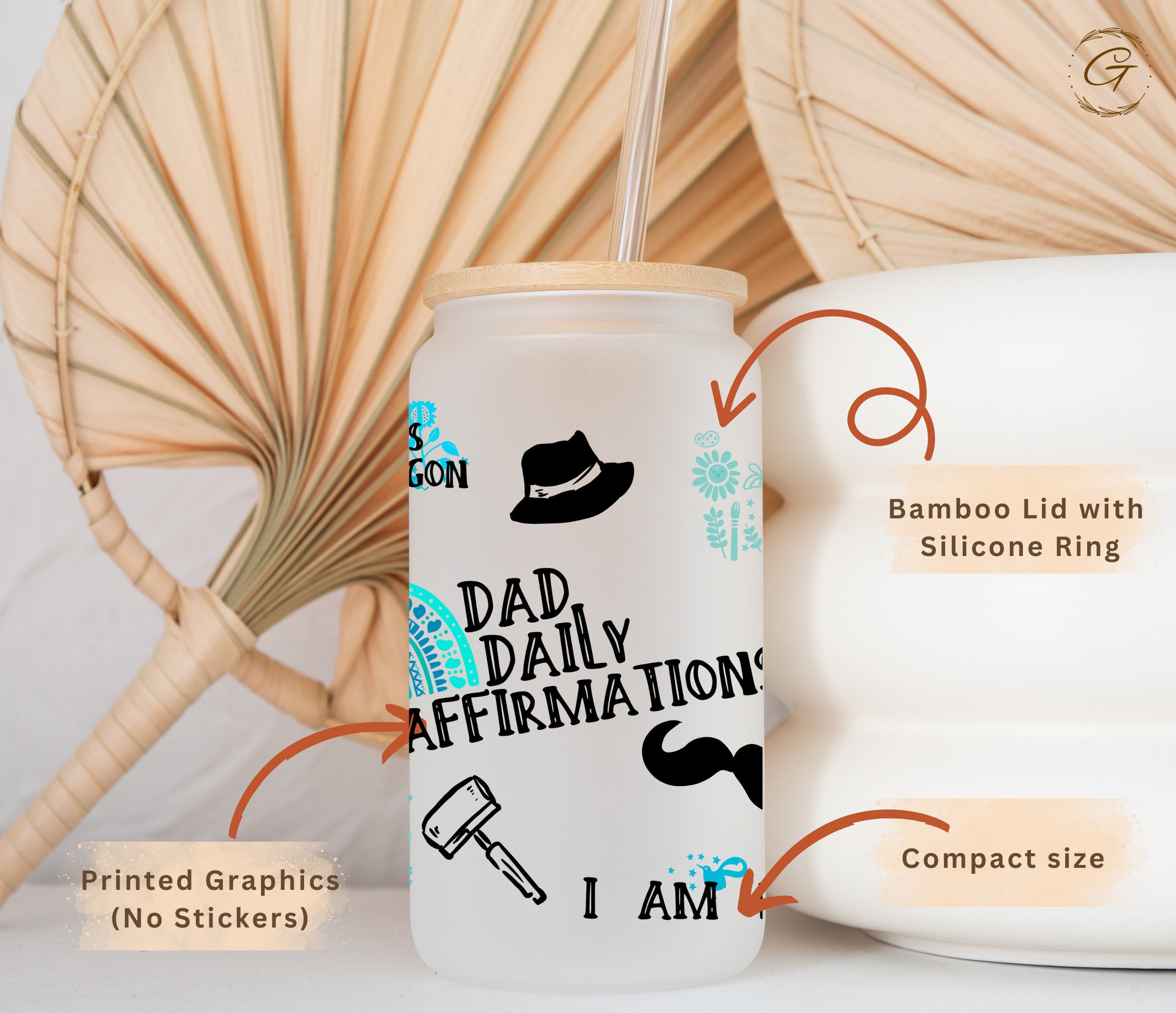 Dad Daily Affirmation 16oz Coffee Cup for DadTumbler, Frosted Coffee Cup for Dad - Personalized Father's Day Present, Father's Day Gift Idea