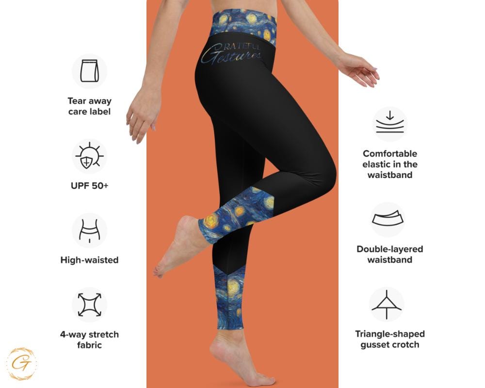 Starry Night AOP Design Yoga Shorts and Leggings, Vibrant Activewear for Yoga Fitness and Daily Wear Inspired by the Beauty of the Night Sky