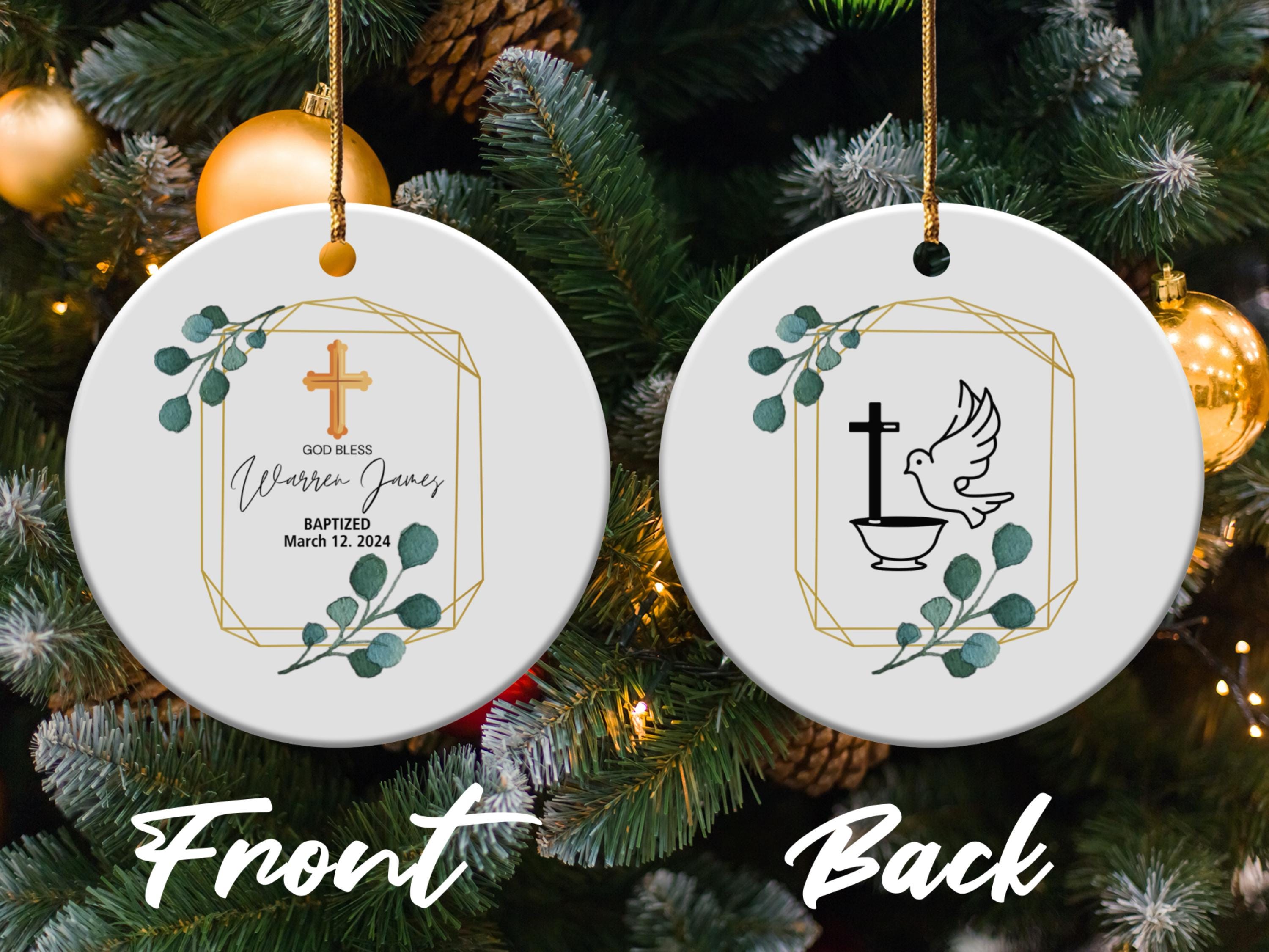 Personalized Baptism Ornament, Custom Baptism Gift, Religious Keepsake, Baby's First Baptism, Cross Decor, Unique Custom Baptism Gift Ideas
