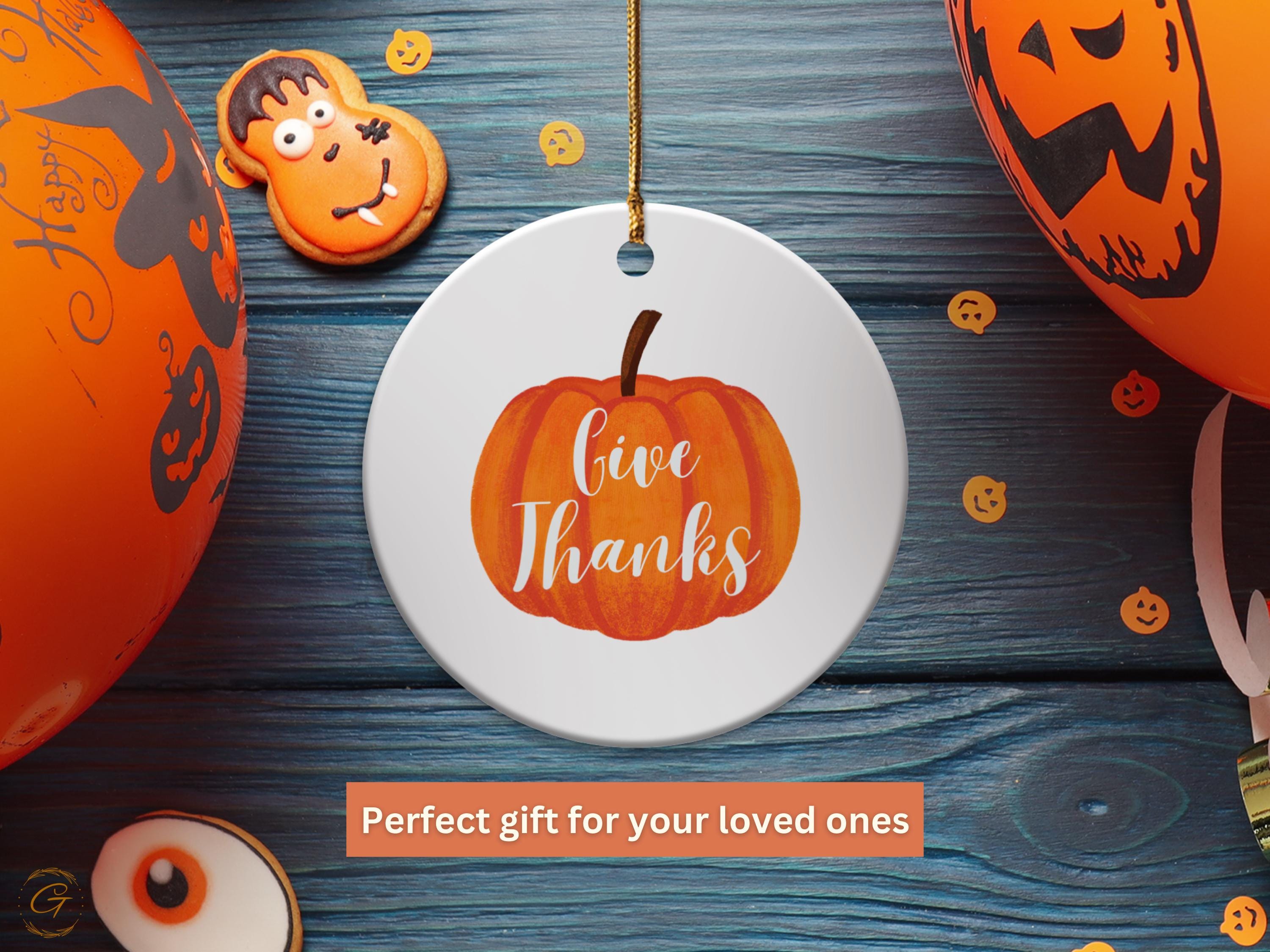 Thanksgiving Pumpkin Ornament, Autumn Home Keepsakes, Give Thanks Fall Ornament, Harvest Themed Decor, Holiday Pumpkin Gift, Seasonal Decors