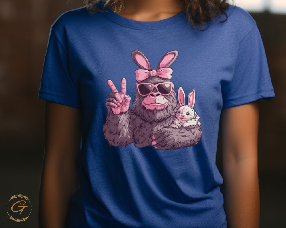 Funny Gorilla and Bunny Graphic T-Shirt product type