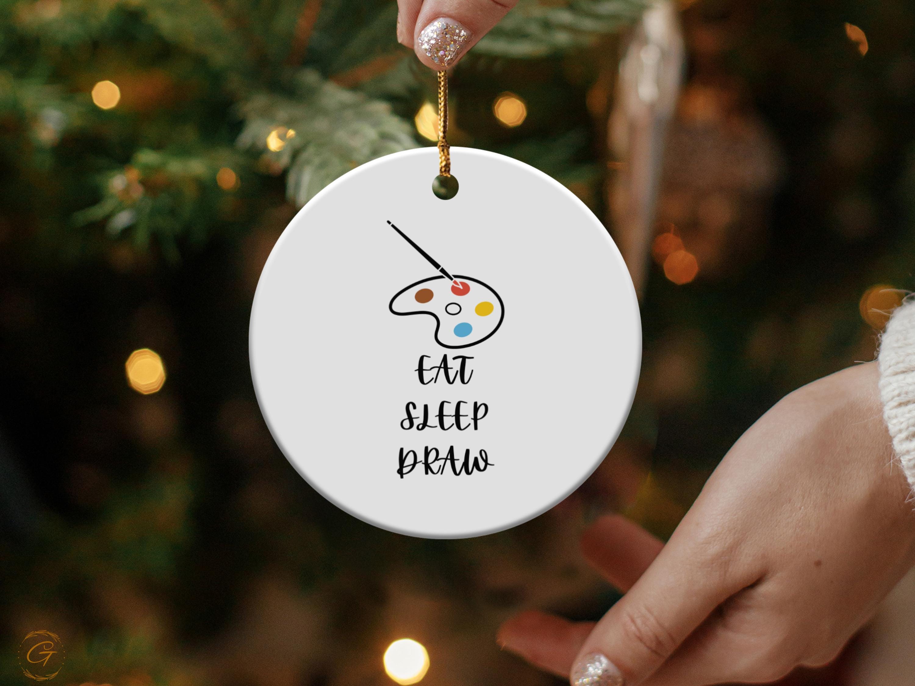 Art Palette Ornament, Eat Sleep Draw Quote, Artist Gift, Creative Decor, Unique Christmas Decoration, Art Lover's Ornament, Gift for Artists