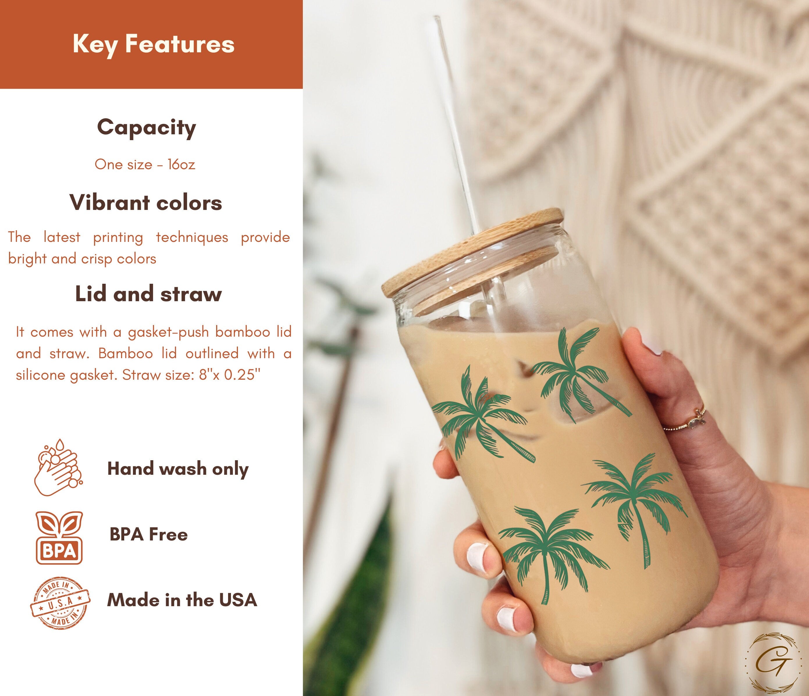 16oz Tropical Palm Trees Libbey Cup