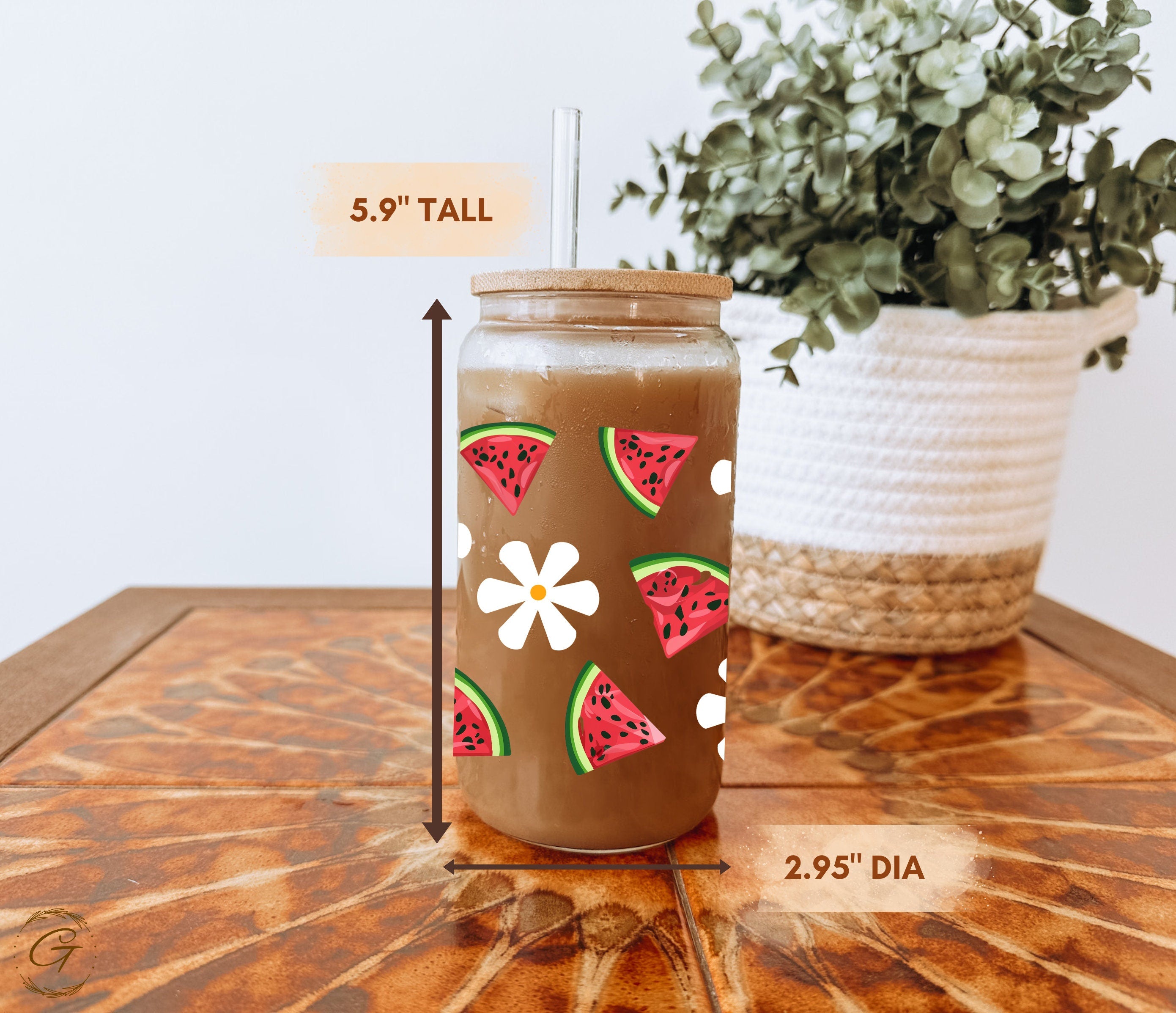Watermelon Can Glass Summer Drink Libbey Cup
