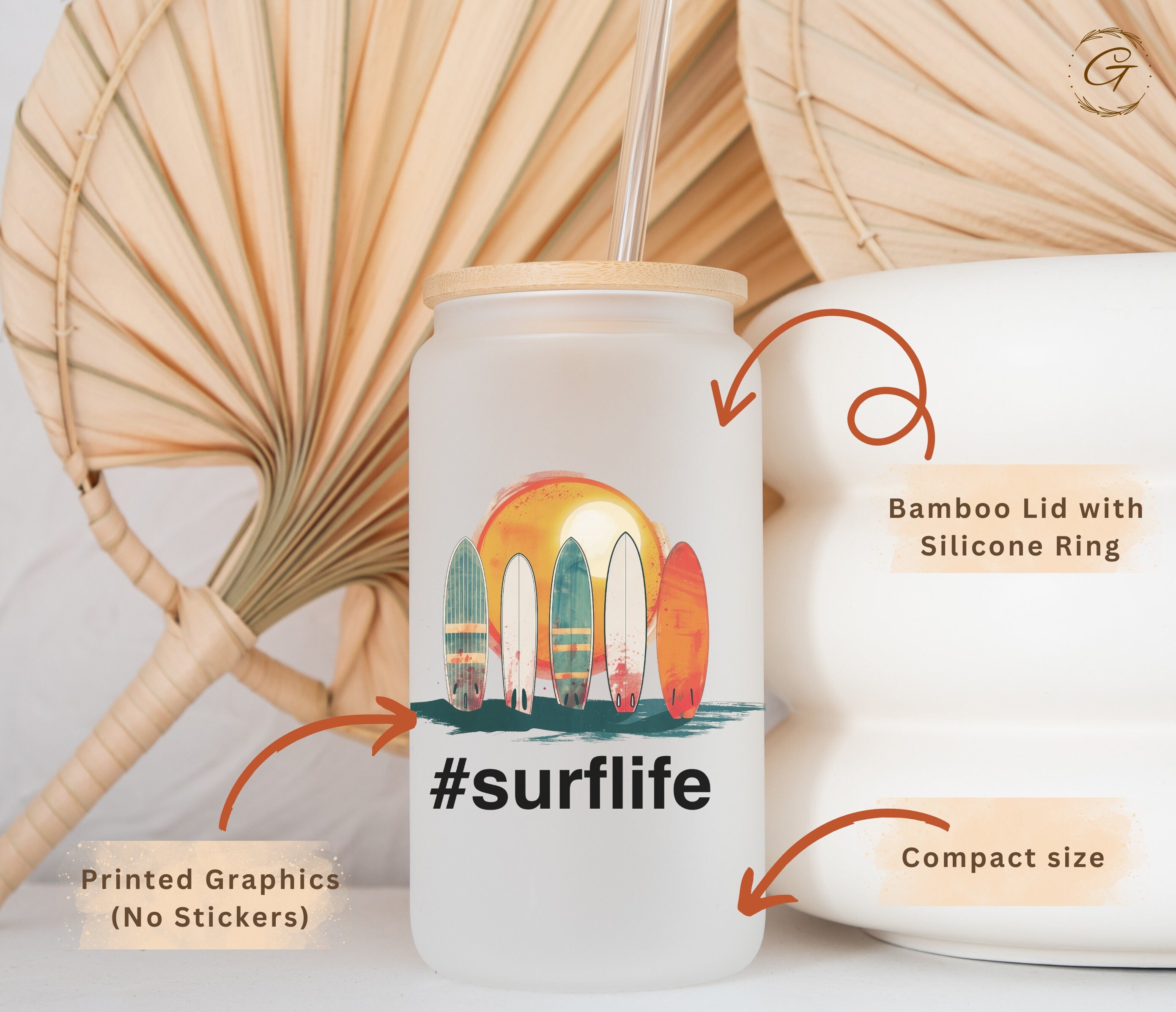 Surf Life Frosted Glass Cup