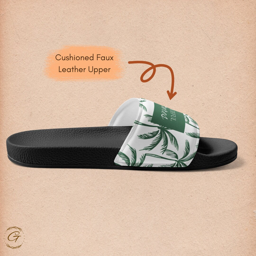 Men's Slides Palm Tree Design, Vibrant Beach Sandals