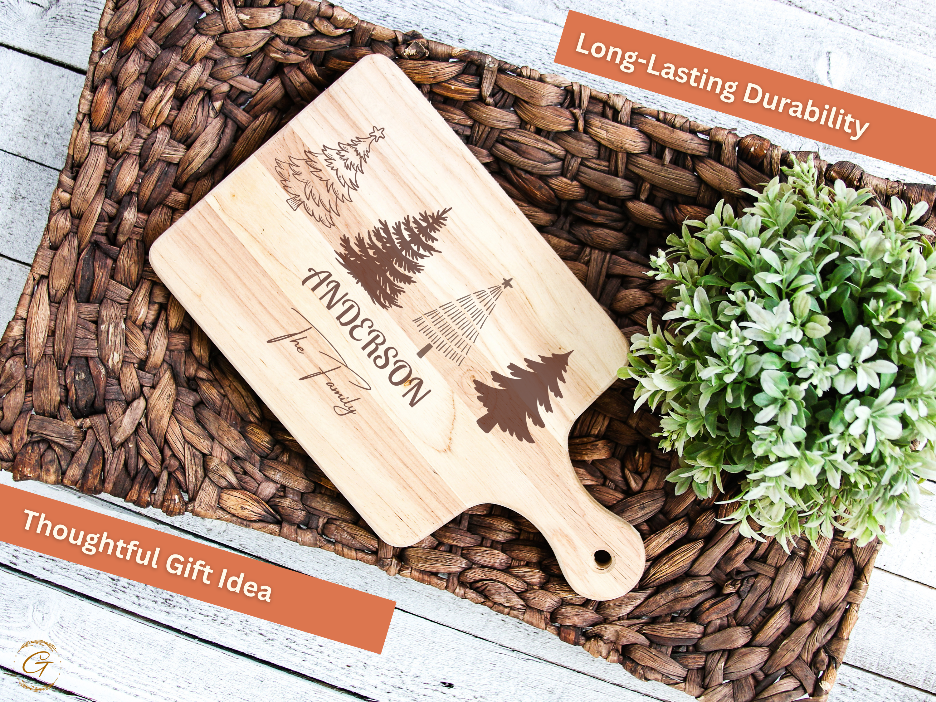 Personalized Christmas Tree Cutting Board with Family Names