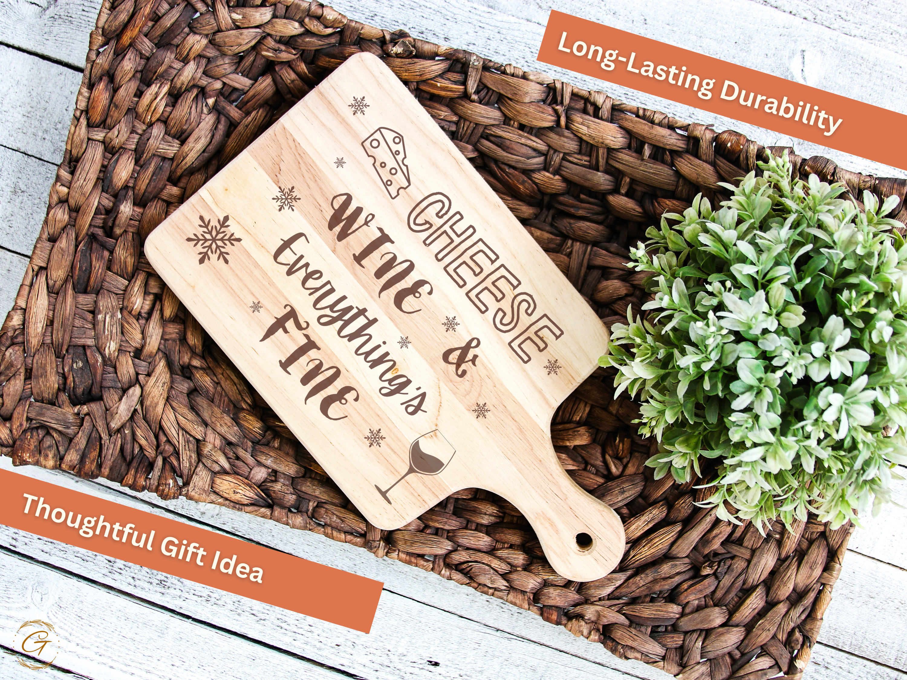 Cheese Wine & Everything's Fine Hardwood Cutting Boards