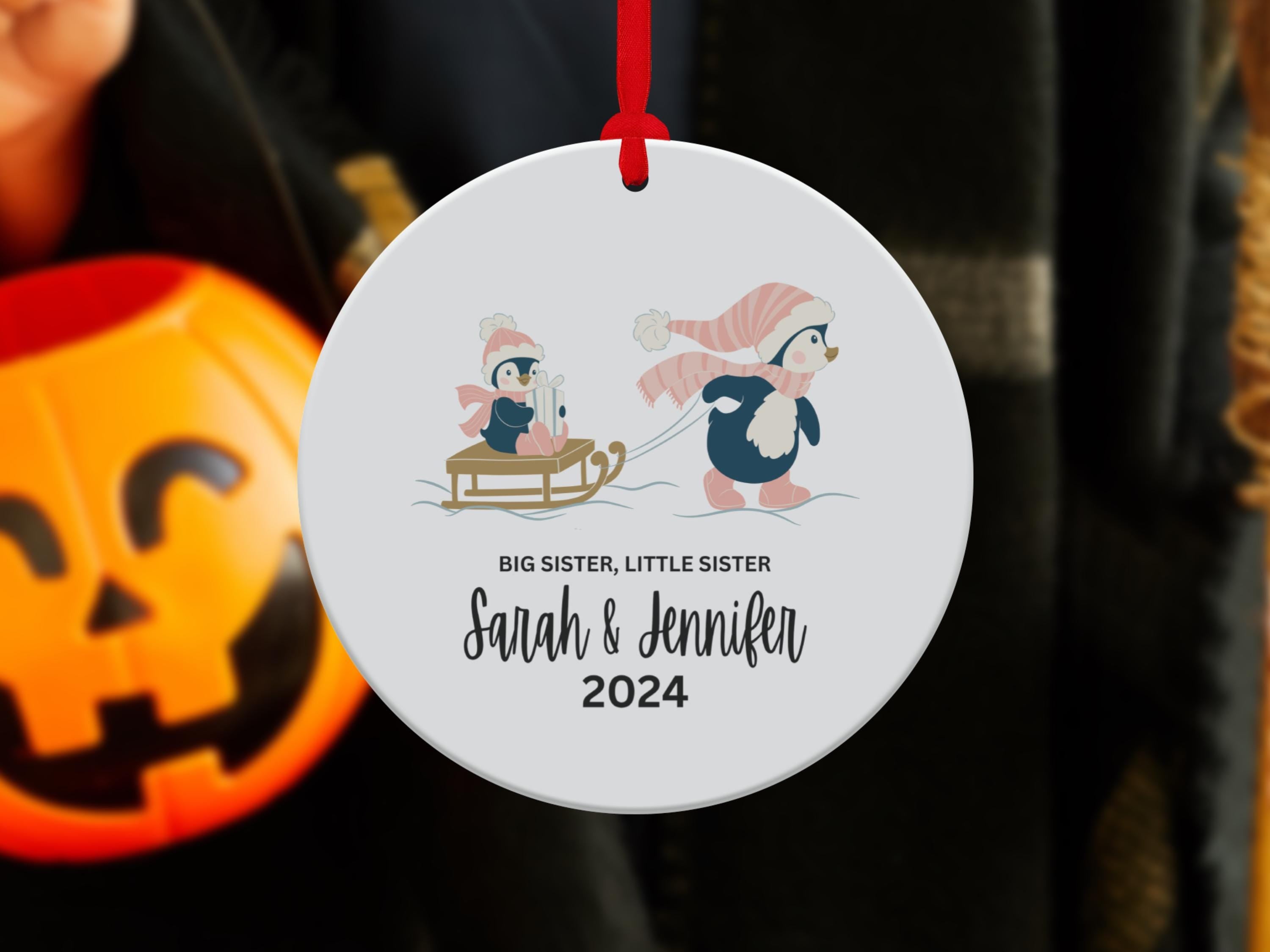 Personalized Penguin Sisters Ornament