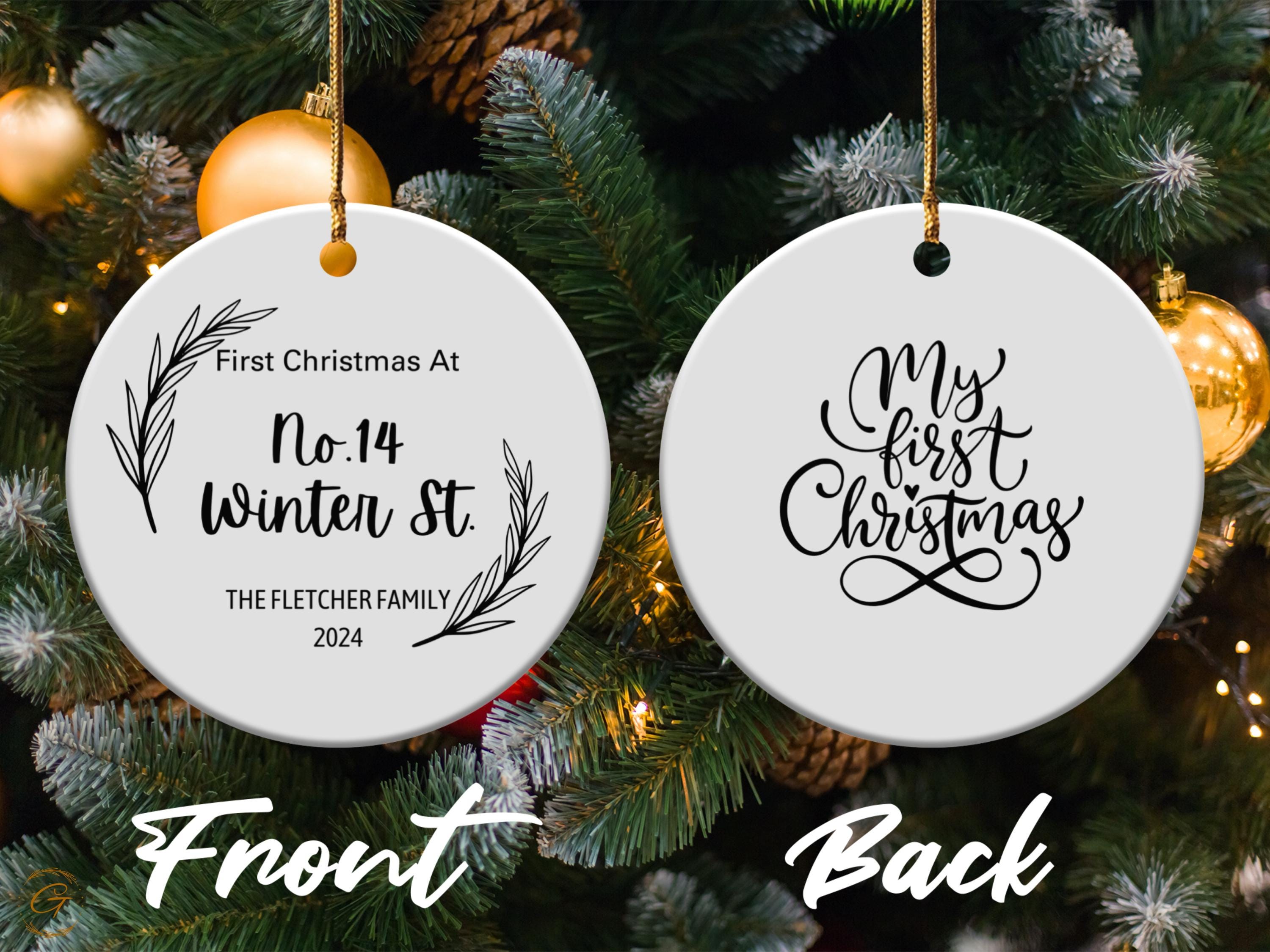 Personalized First Christmas Ornaments, Custom Address Family Name Holiday Keepsake Gifts, Personalized Winter Street Decoration Ideal Gifts