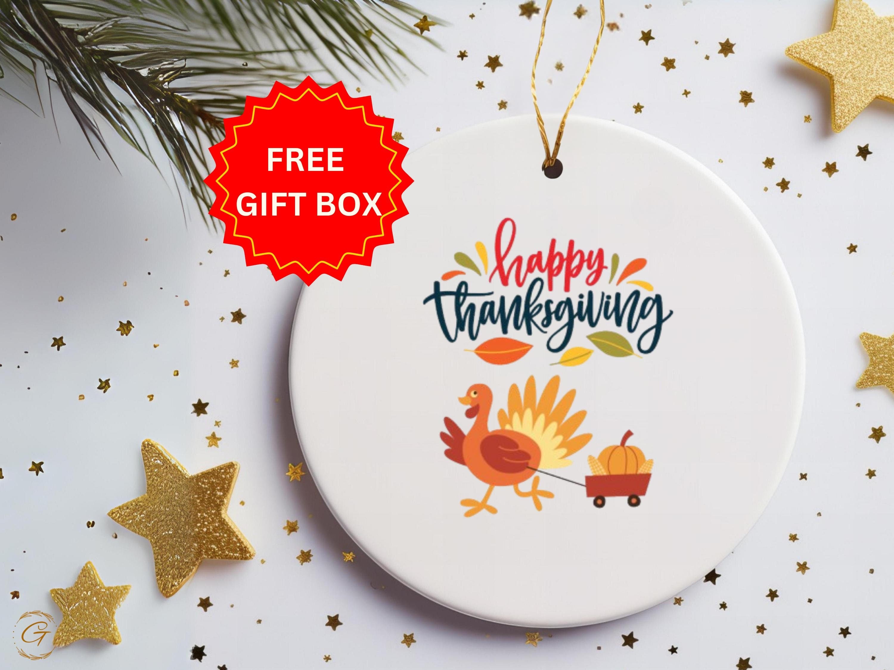 Happy Thanksgiving Turkey Ornament, Fall Holiday Ornament