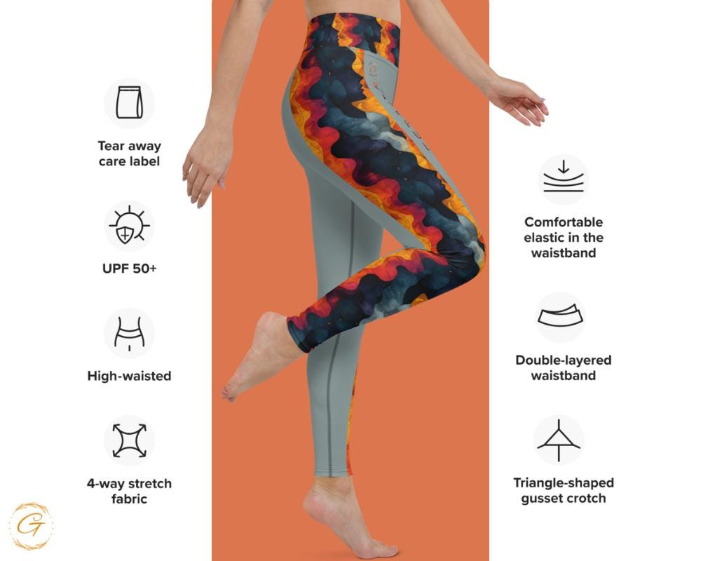 Fiery Wave AOP Yoga Leggings and Shorts - High-Waisted Activewear, Stylish, and Comfortable Activewear for Yogas, Workouts, Everyday Fashion