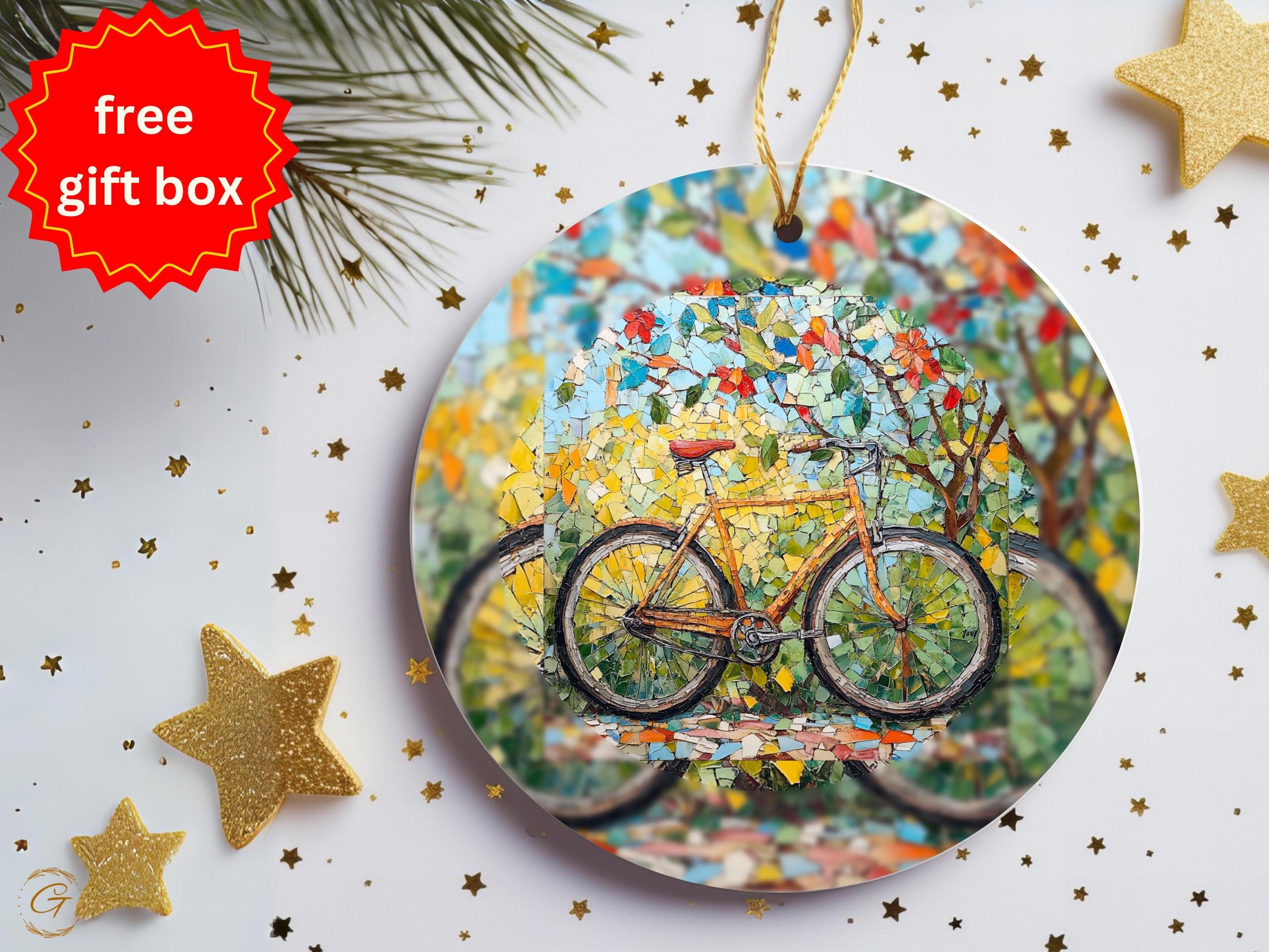 Colorful Bicycle Mosaic Ornament, Handmade Bicycle Cute Wall Art, Unique Home Decoration, Bicycle Lovers Gift,Vibrant Mosaic Bicycle Artwork