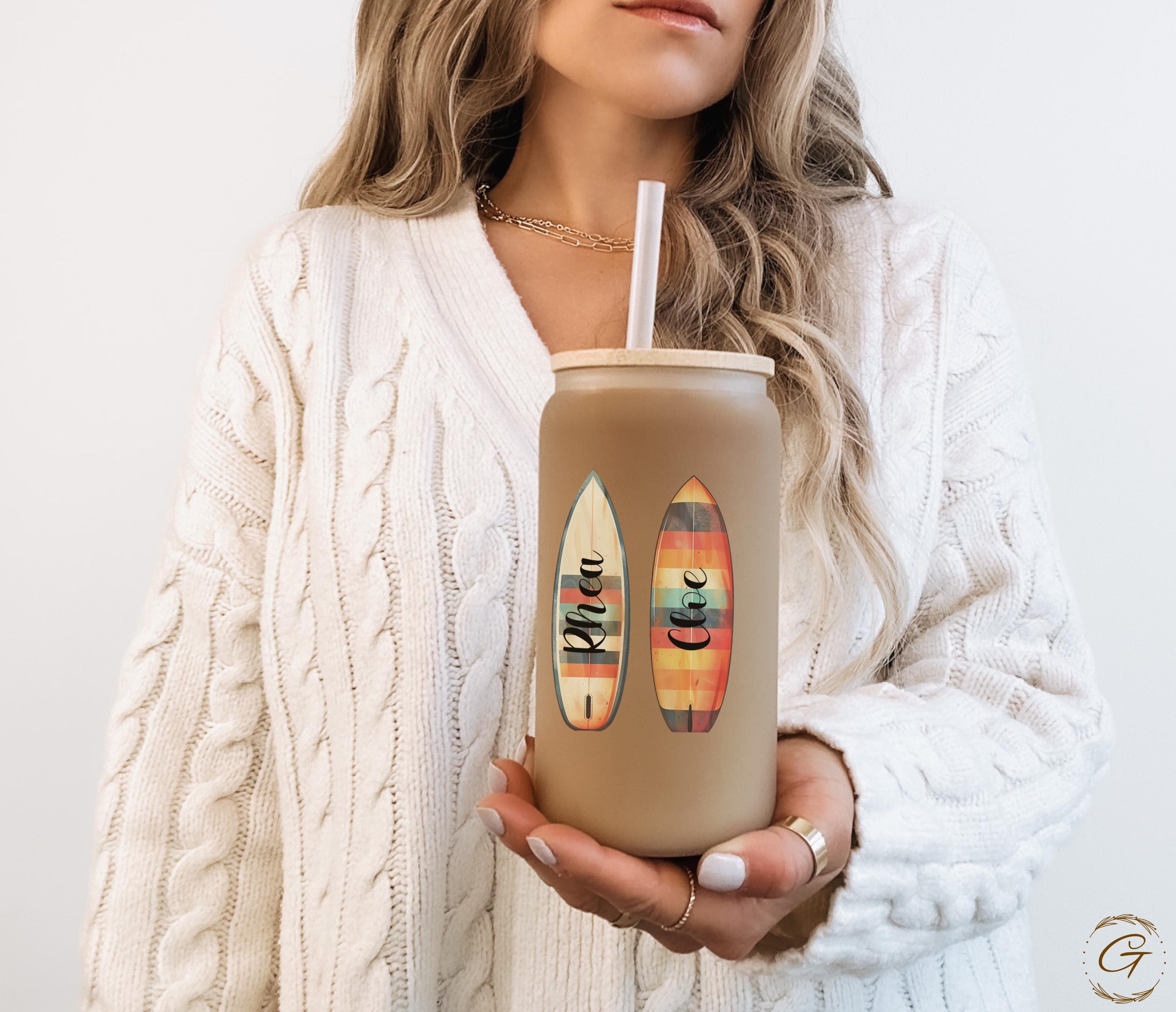 Surfer Girls Frosted Glass Cup