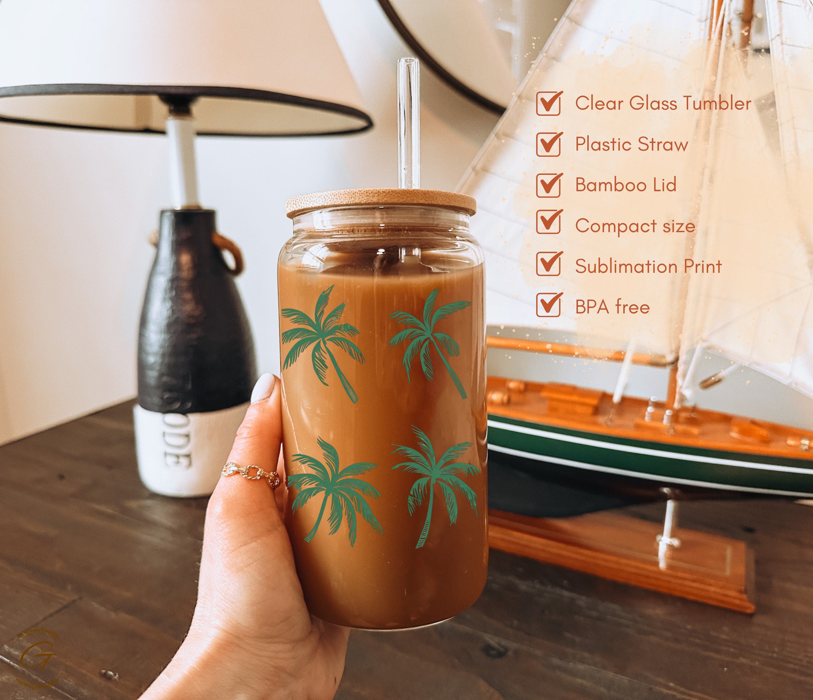 16oz Tropical Palm Trees Libbey Cup