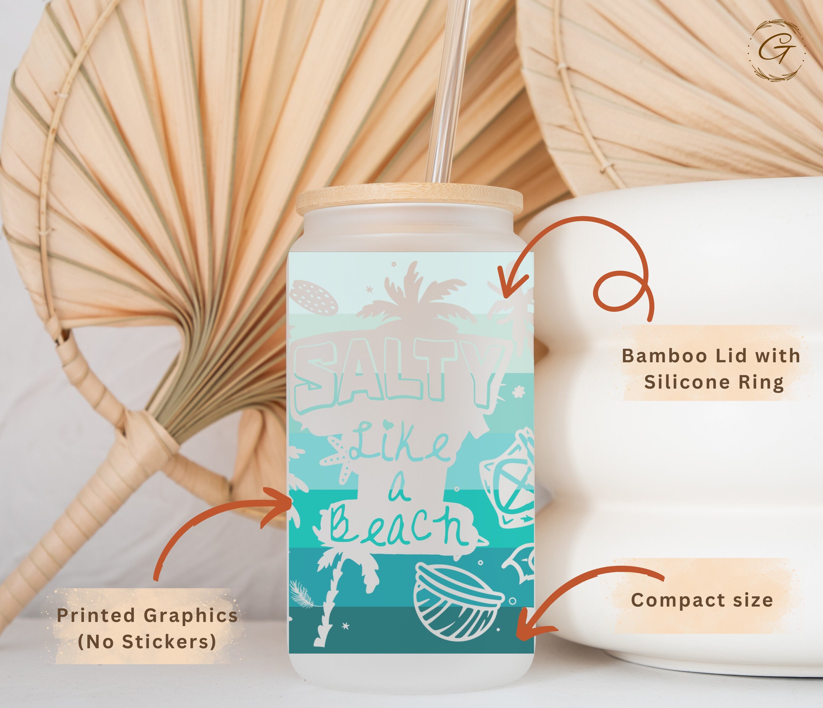 Salty Like a Beach Frosted Glass Cup