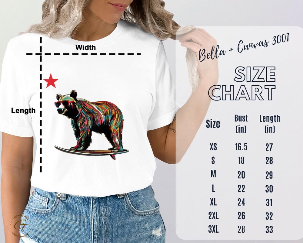 Colorful Bear Tee Surfing Design T-Shirt