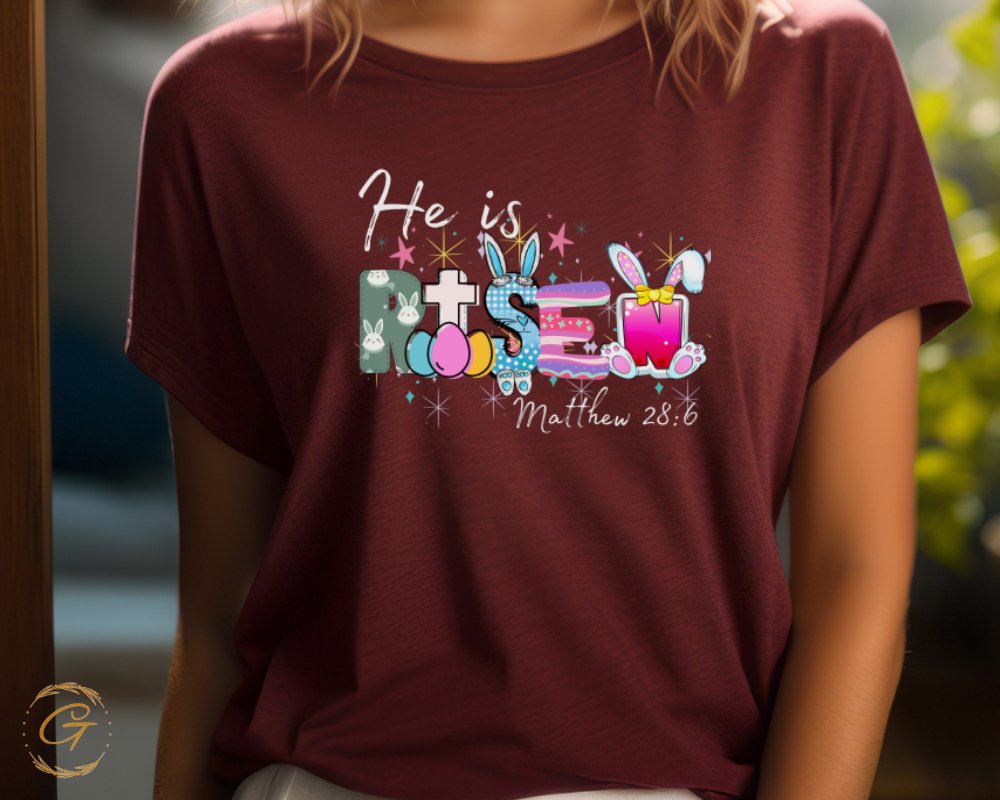 He is Risen Matthew 28 6 Christian t-shirt product type