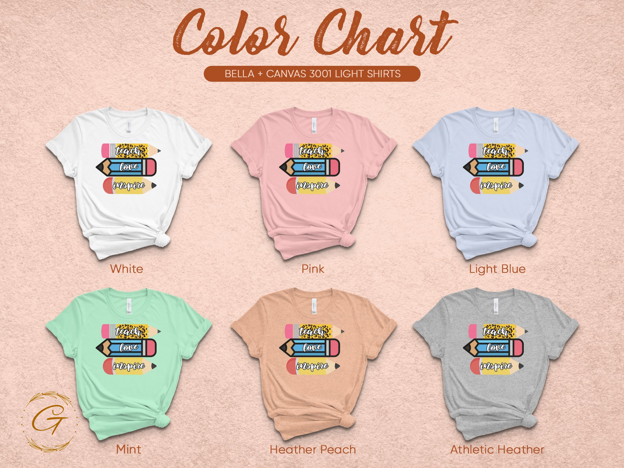 Colorful Art Teacher T-Shirts in Six Shades product type