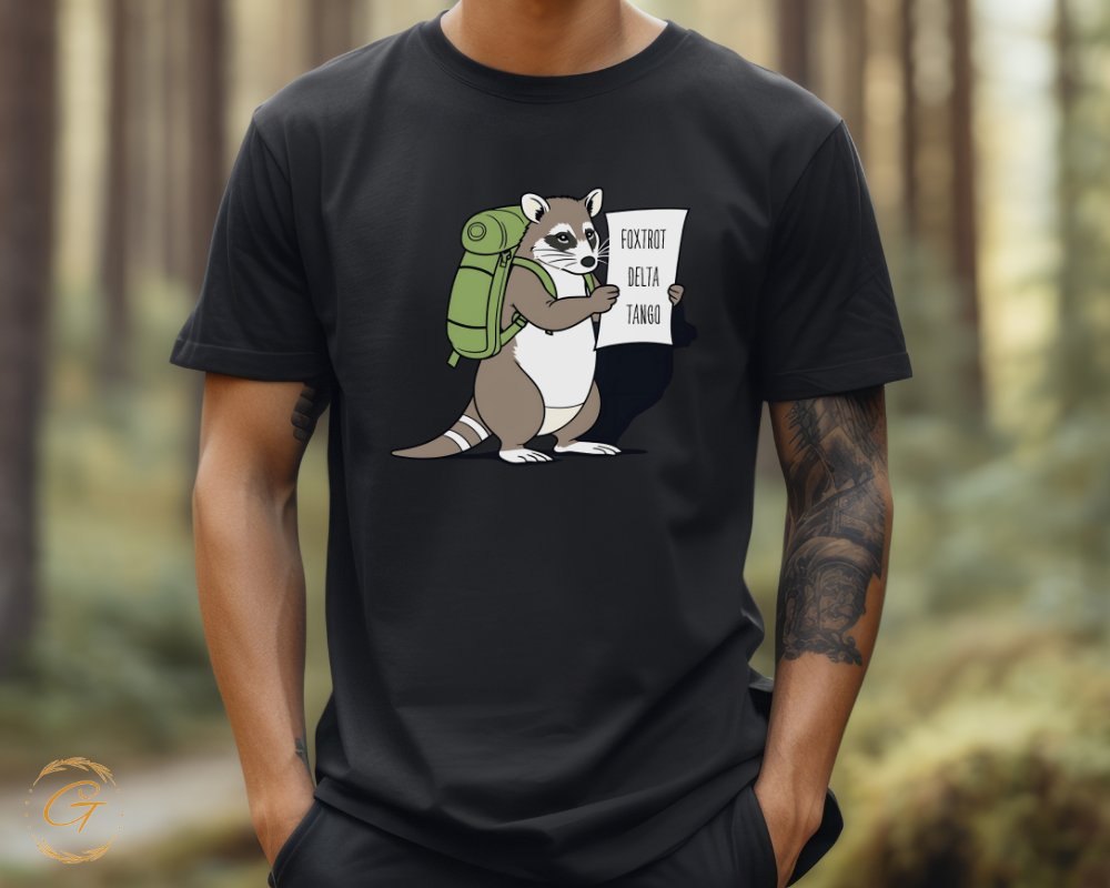 Funny Raccoon with Backpack Hiking T-Shirt product type