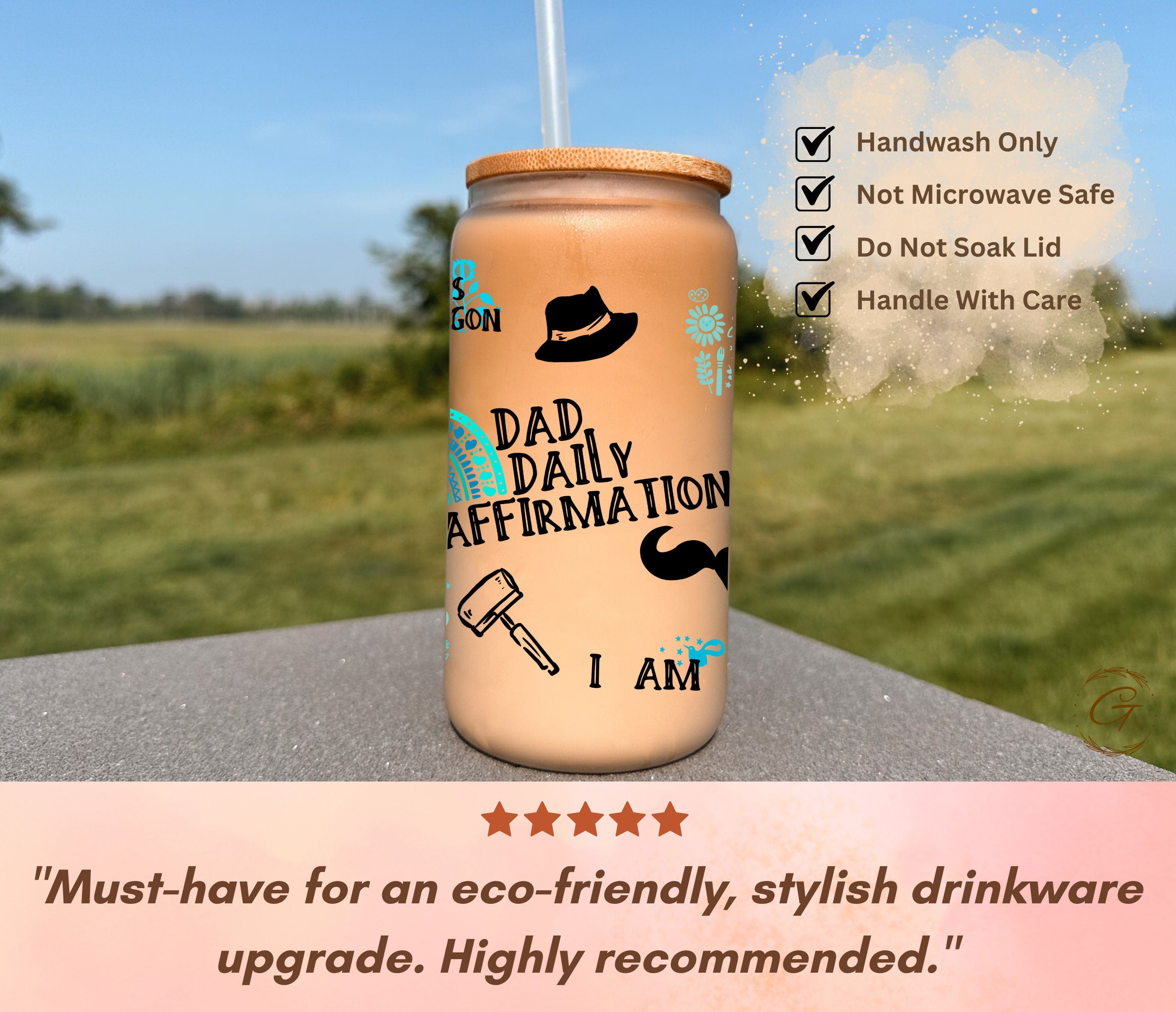 Dad Daily Affirmation 16oz Coffee Cup for DadTumbler, Frosted Coffee Cup for Dad - Personalized Father's Day Present, Father's Day Gift Idea