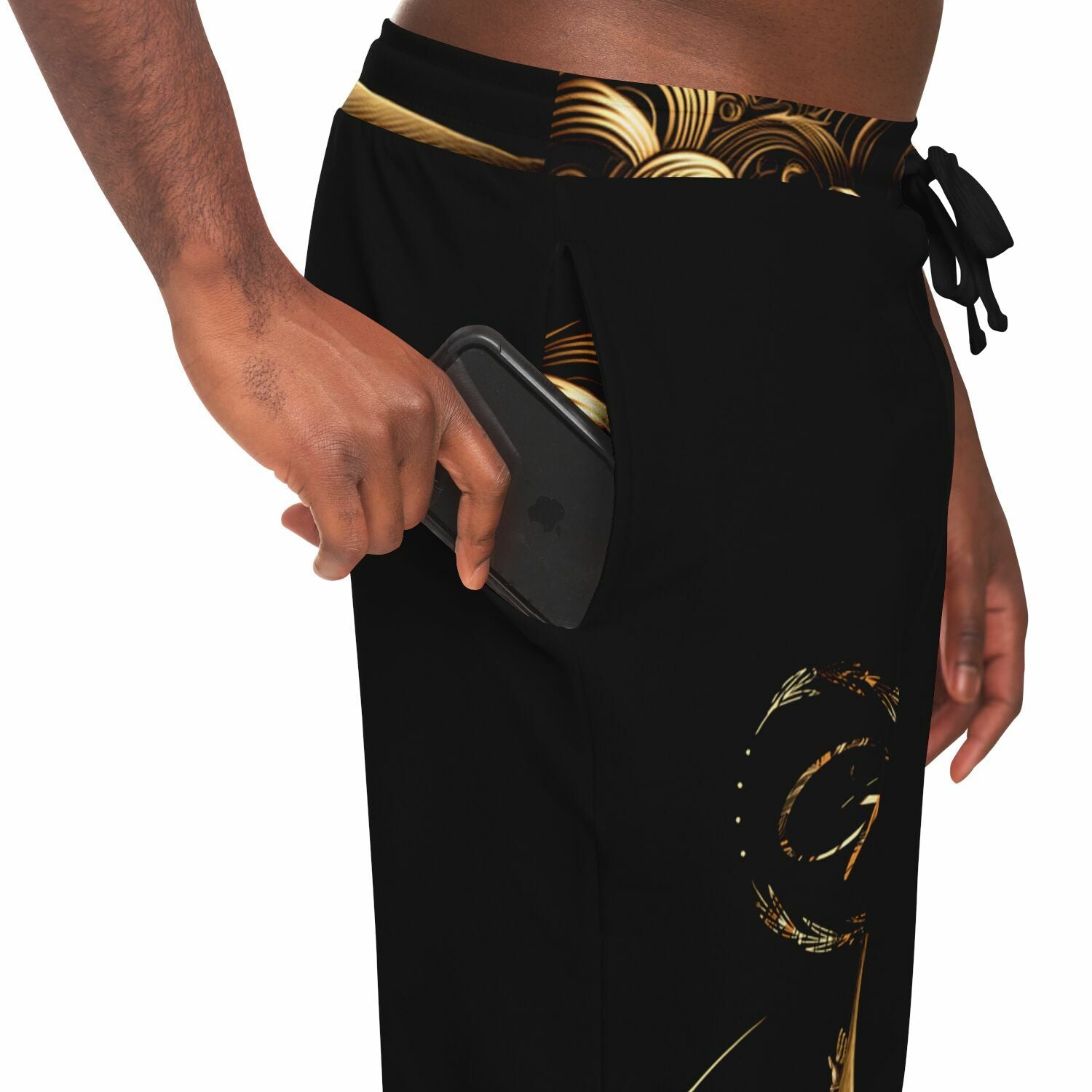 Gold Surfer Joggers – Black and Gold Wave Sweatpants