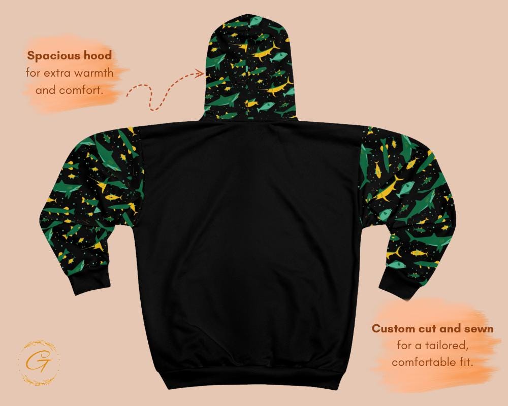 Fishing Design Unisex Zip Hoodie All-Over Print