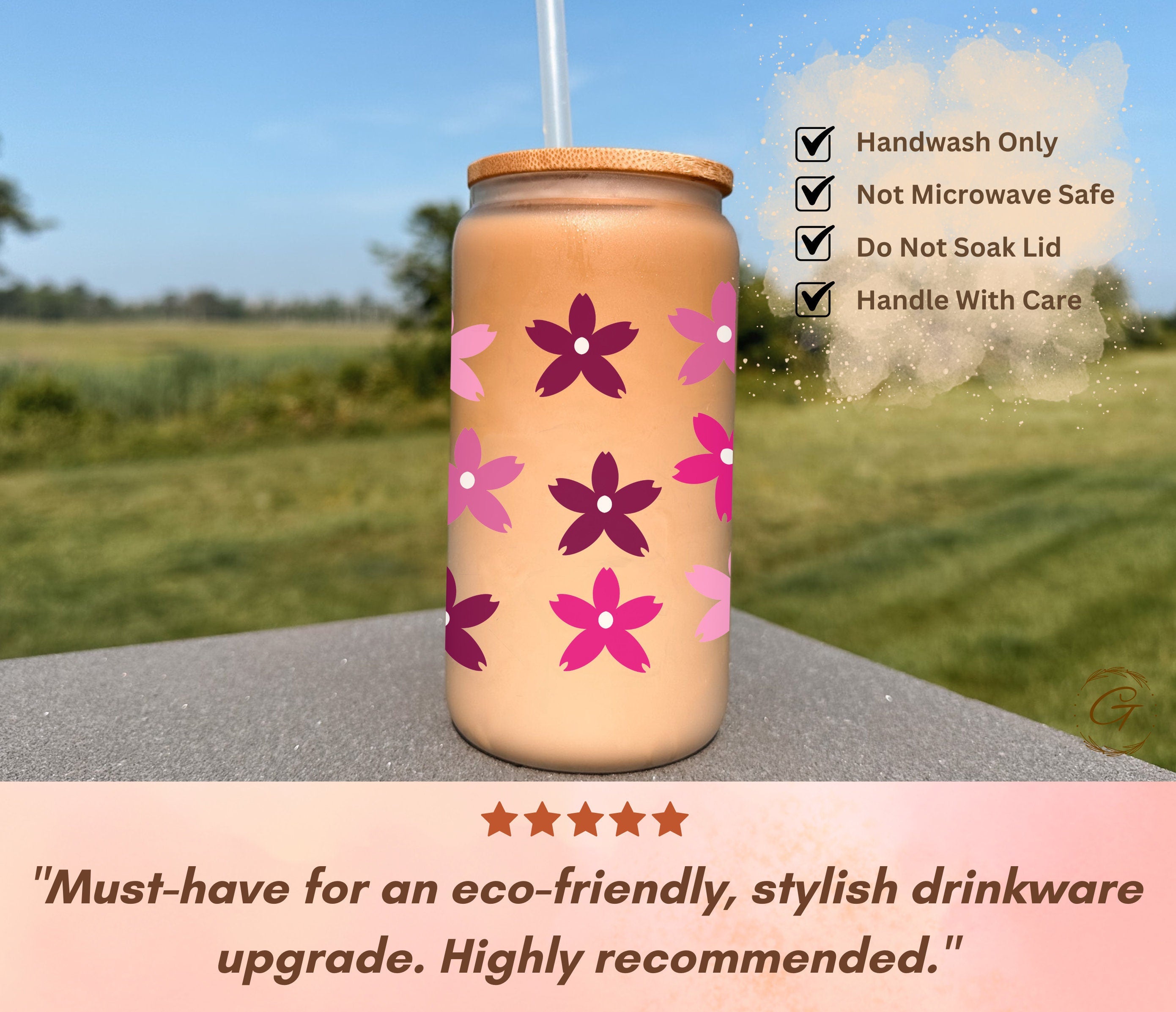 Pink Sakura Floral 16-oz Frosted Cup