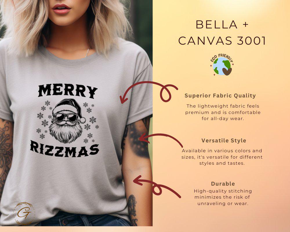 Christmas T-Shirt, Merry Rizzmas Santa Beard Christmas Tee