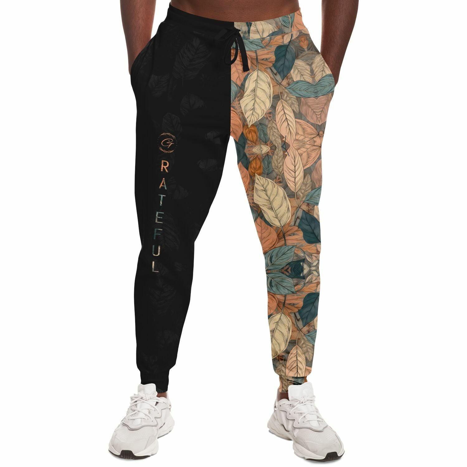 Earthy Leaf Print Joggers – Boho Aesthetic Sweatpants