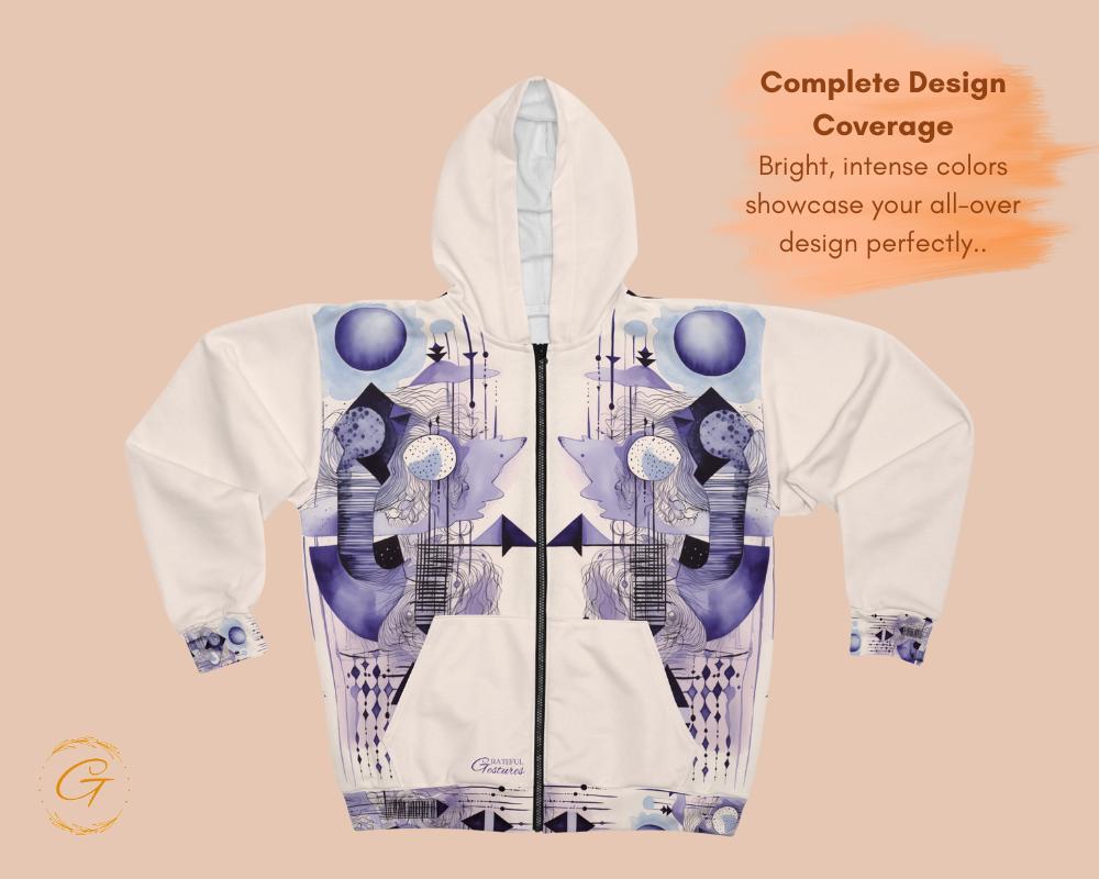 Quantum Pastel Design Unisex Zip Hoodie All-Over Print