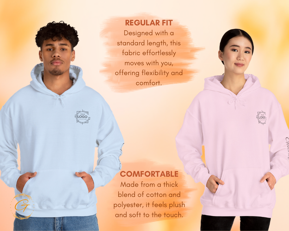 Custom Hoodies with Personalized Left Chest & Wrist Logo Print