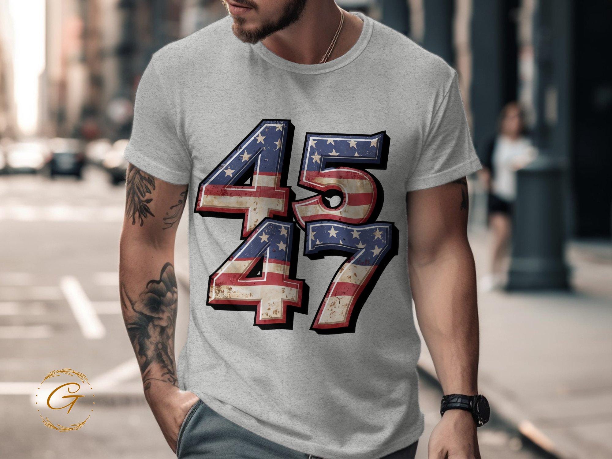 45 47 American Flag Design Tee