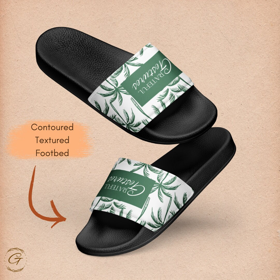 Men's Slides Palm Tree Design, Vibrant Beach Sandals