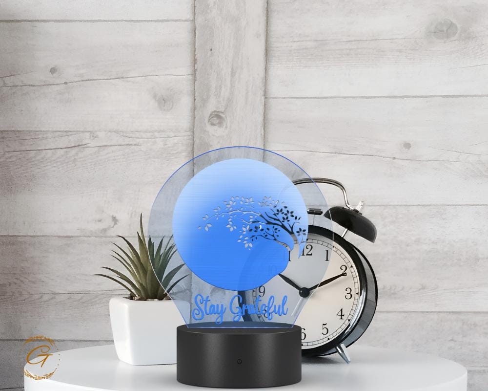 Stay Grateful Circle Acrylic LED Sign