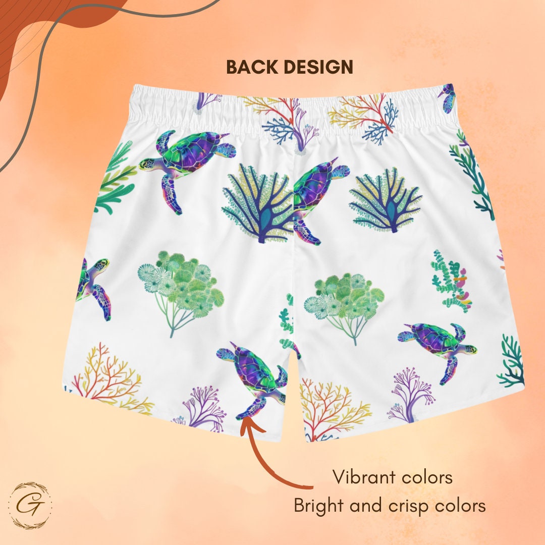Turtle and Coral Swim Trunks