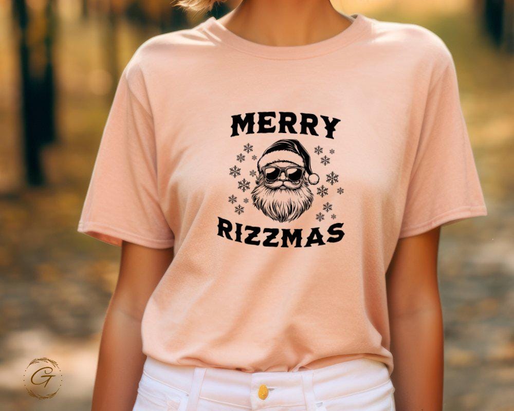 Christmas T-Shirt, Merry Rizzmas Santa Beard Christmas Tee