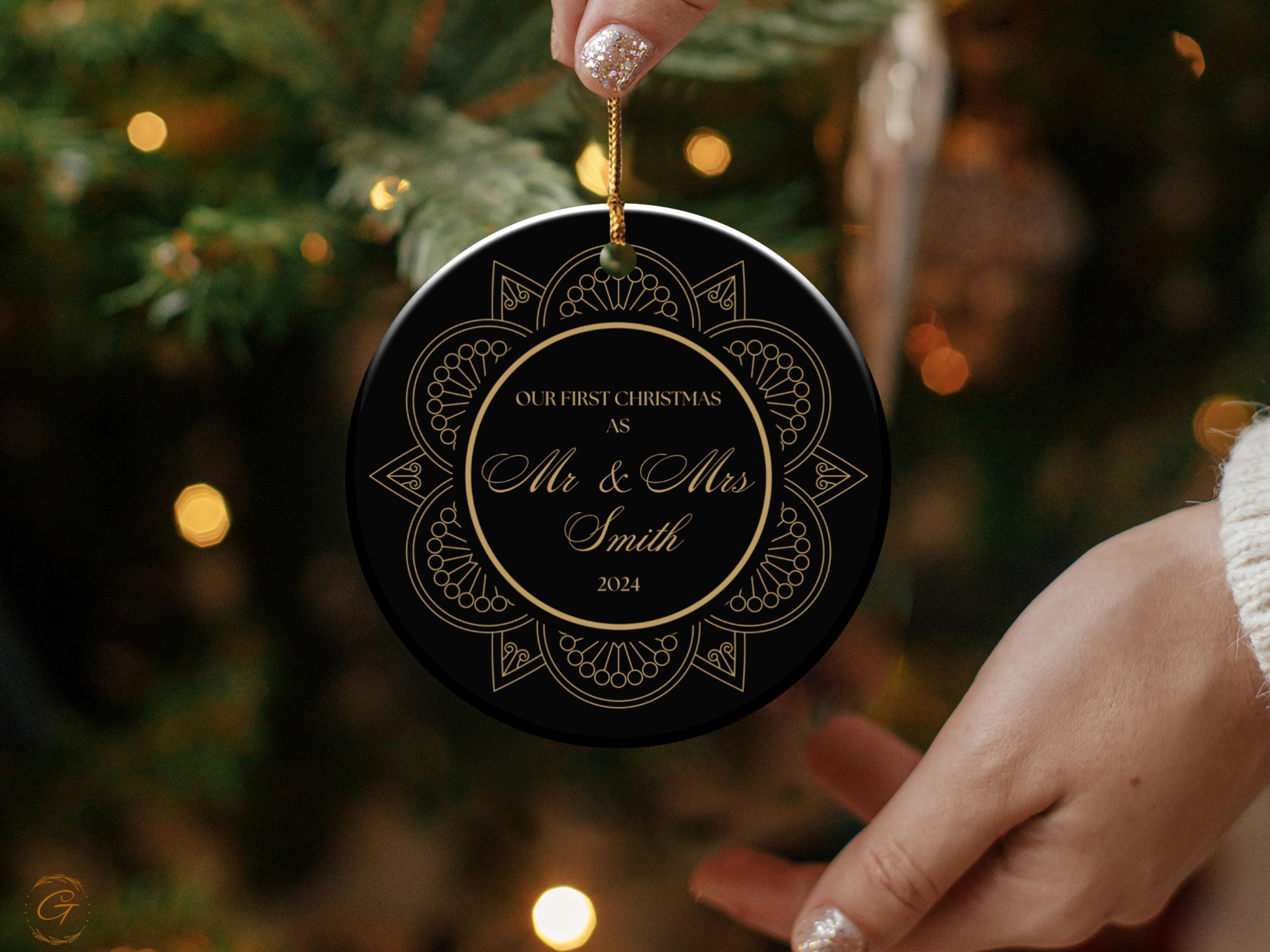 Personalized Wedding Christmas Ornament, Mr and Mrs First Christmas 24