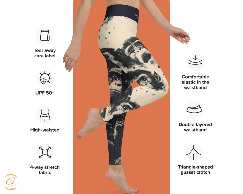 Custom AOP Yoga Leggings and Shorts with Monkey Design - Unique Animal Print Activewear for Women - Choose Your Style Yoga Pant, Yoga Outfit
