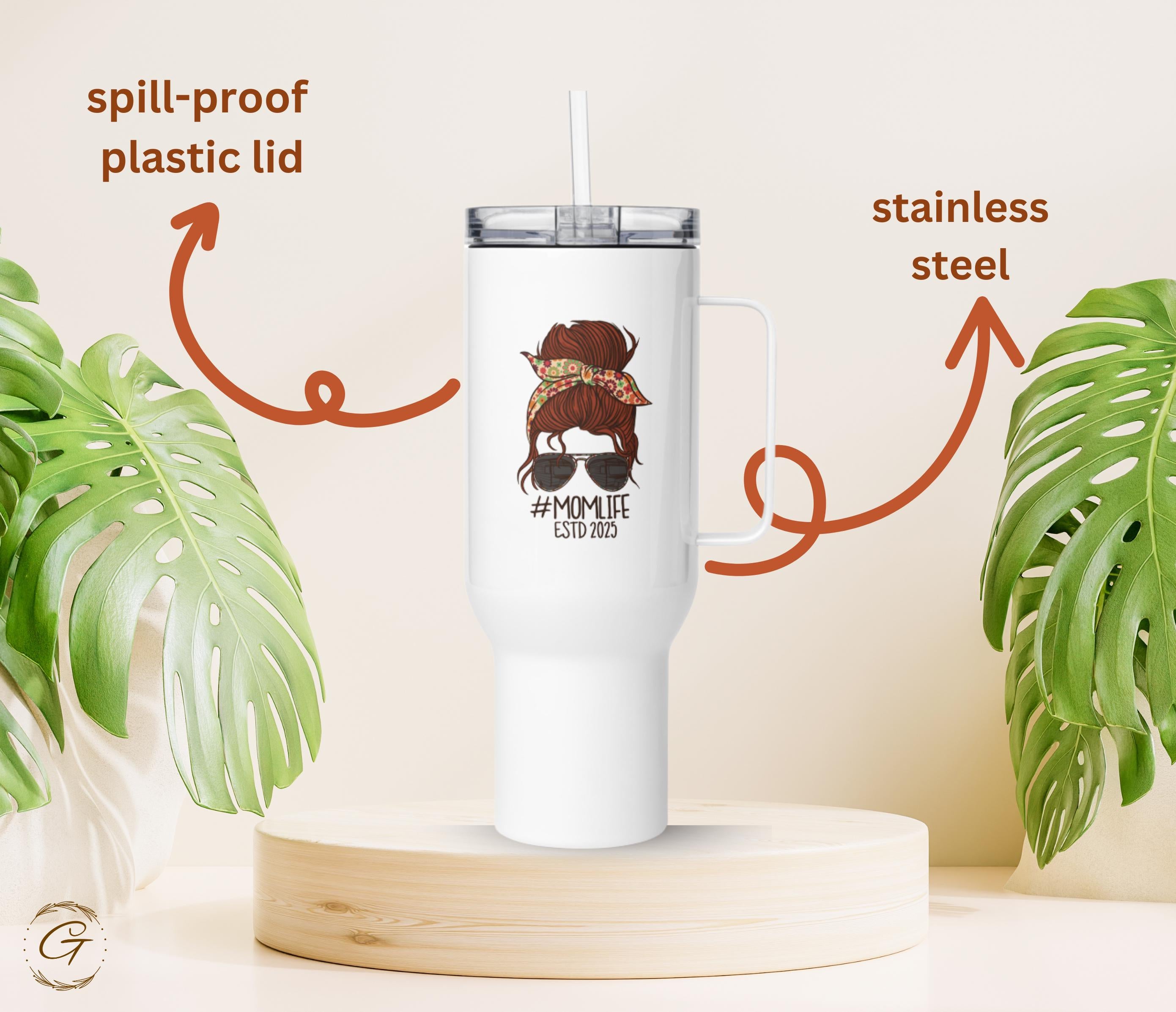 Mom Life Travel Mug with Handle | Insulated Coffee Tumbler for Hot & Cold Drinks