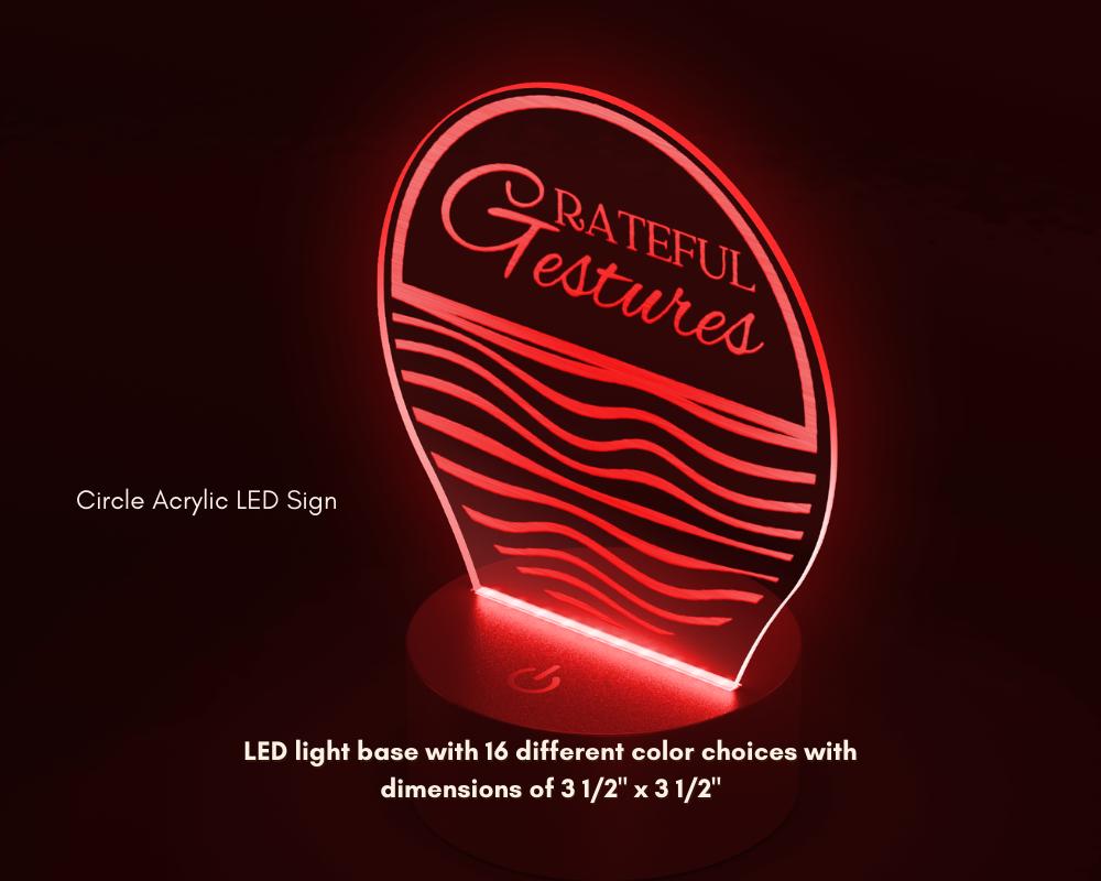 GG Wave Circle Acrylic LED Sign Modern Home Decor Light