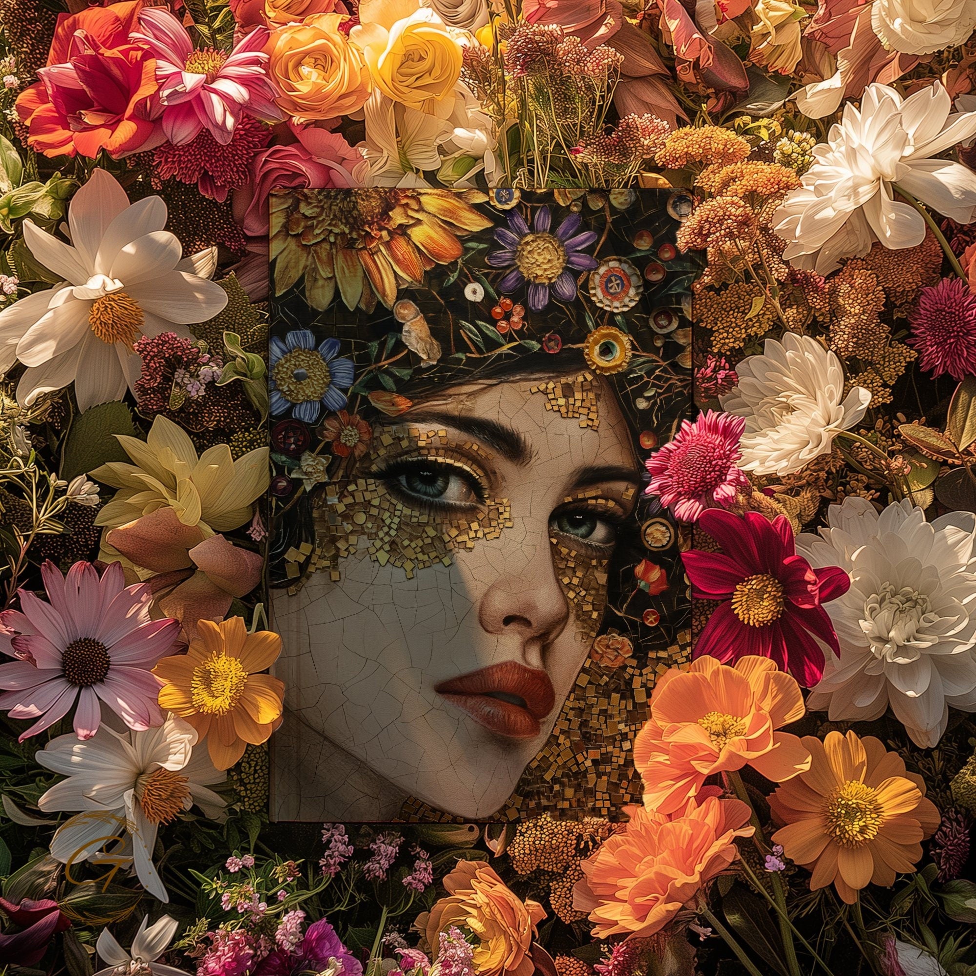 Artistic Floral Mosaic Woman Journal