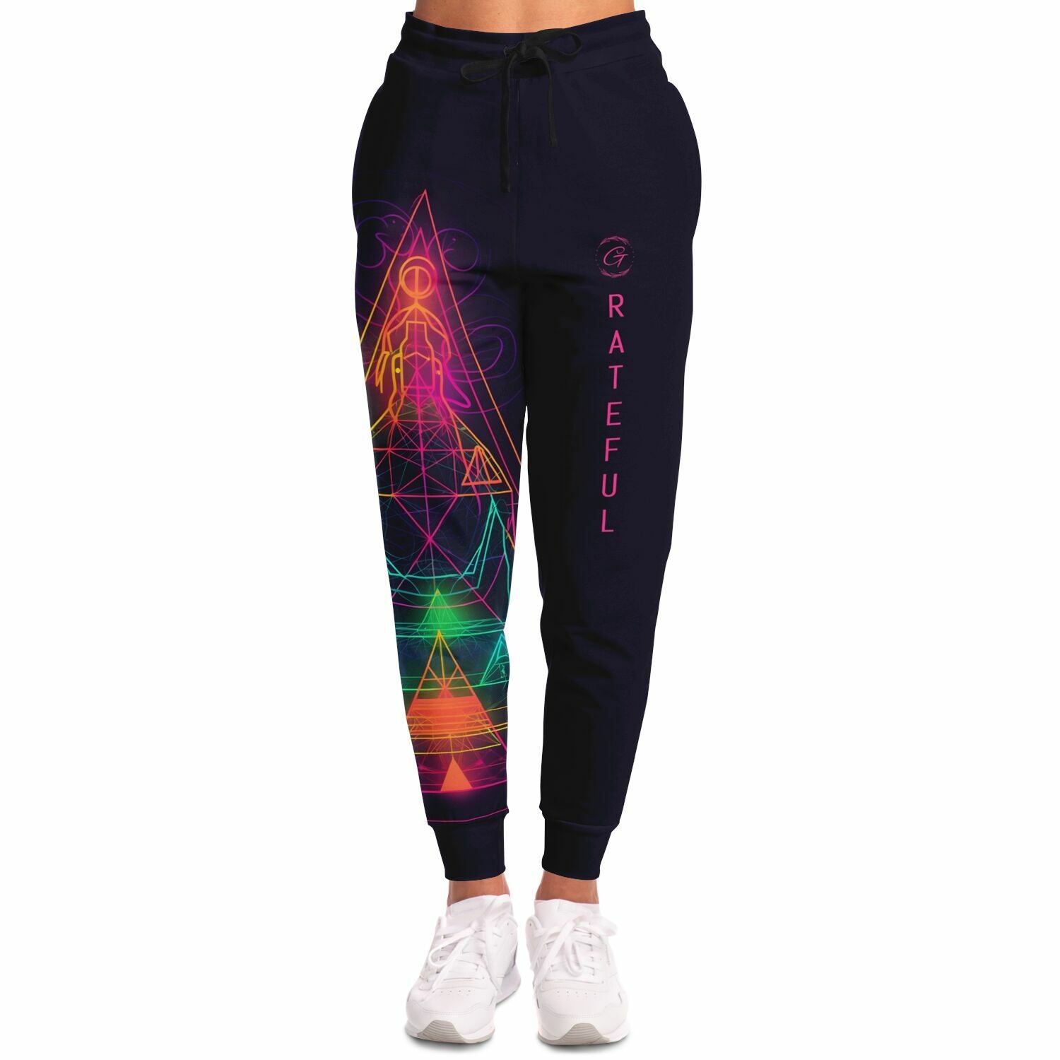 Neon Geometric Spiritual Joggers – Psychedelic Enlightenment Sweatpants