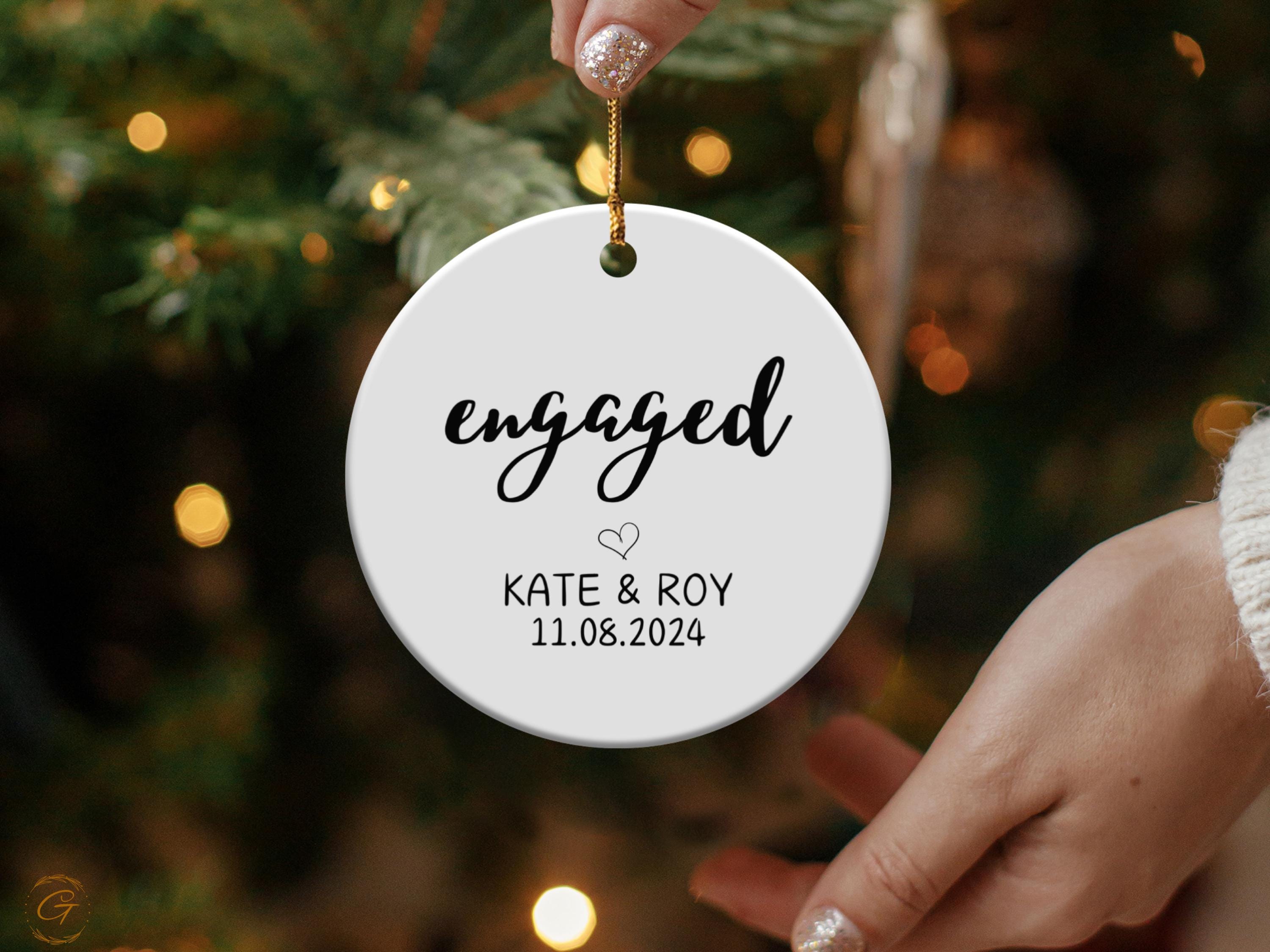 Personalized Engaged Couple Christmas Ornament, Custom Gift for Couples Engagement, Keepsake Custom Holiday Decoration, Bride Groom Newlywed