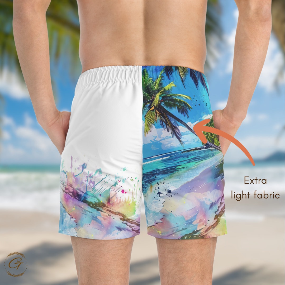 Colorful Tropical Beach Swim Shorts